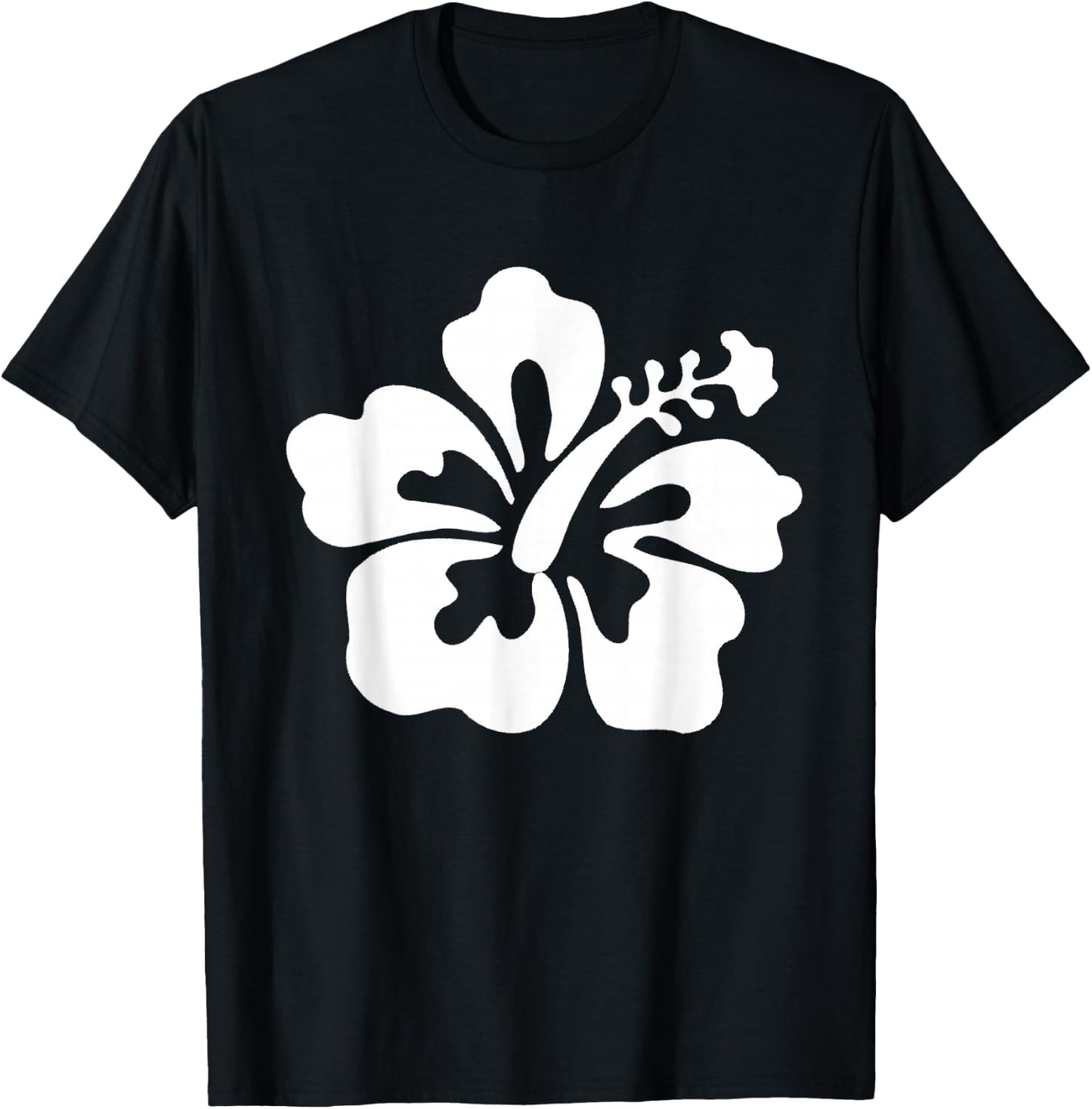 Hawaiian White Hibiscus - Hawaiian Flower T Shirt T-Shirt - T-Shirt | Black