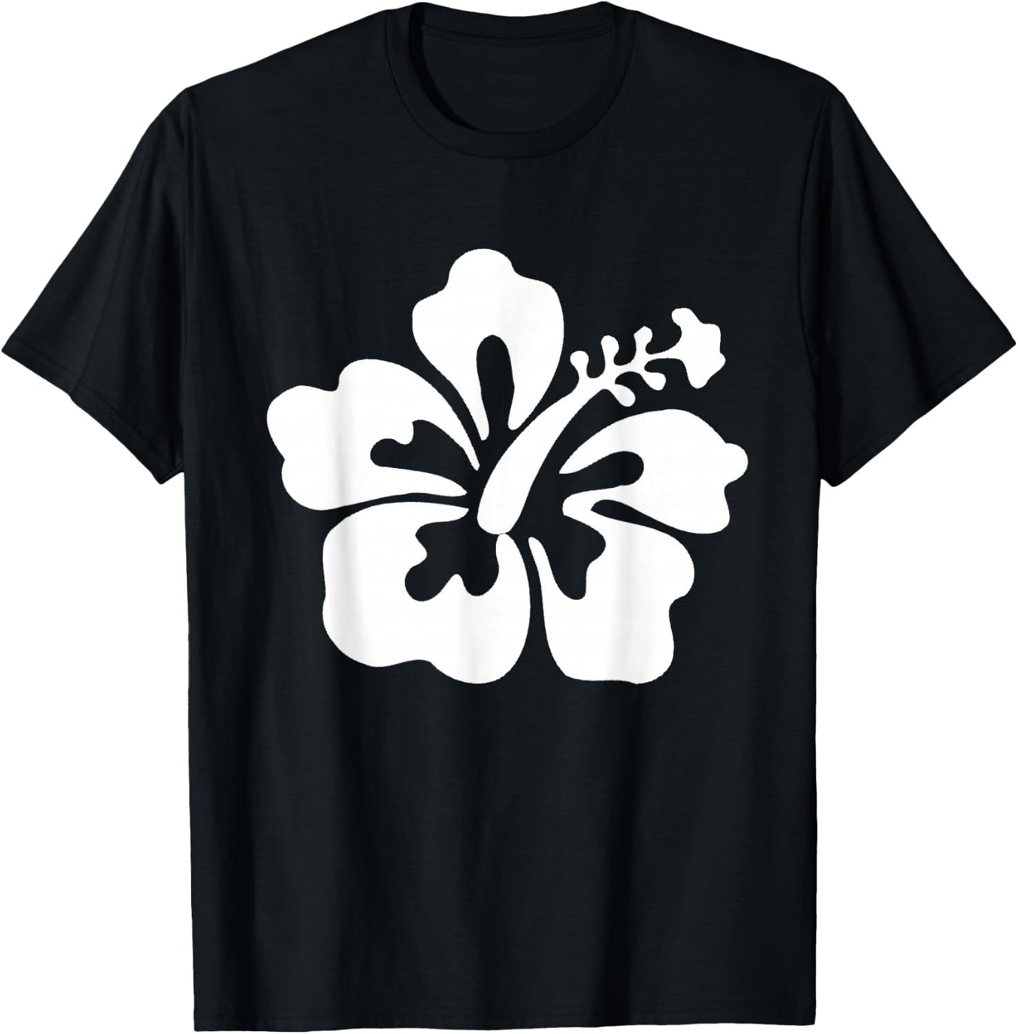 Hawaiian White Hibiscus - Hawaiian Flower T Shirt T-Shirt - T-Shirt | Black