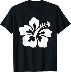 Hawaiian White Hibiscus - Hawaiian Flower T Shirt T-Shirt - T-Shirt | Black