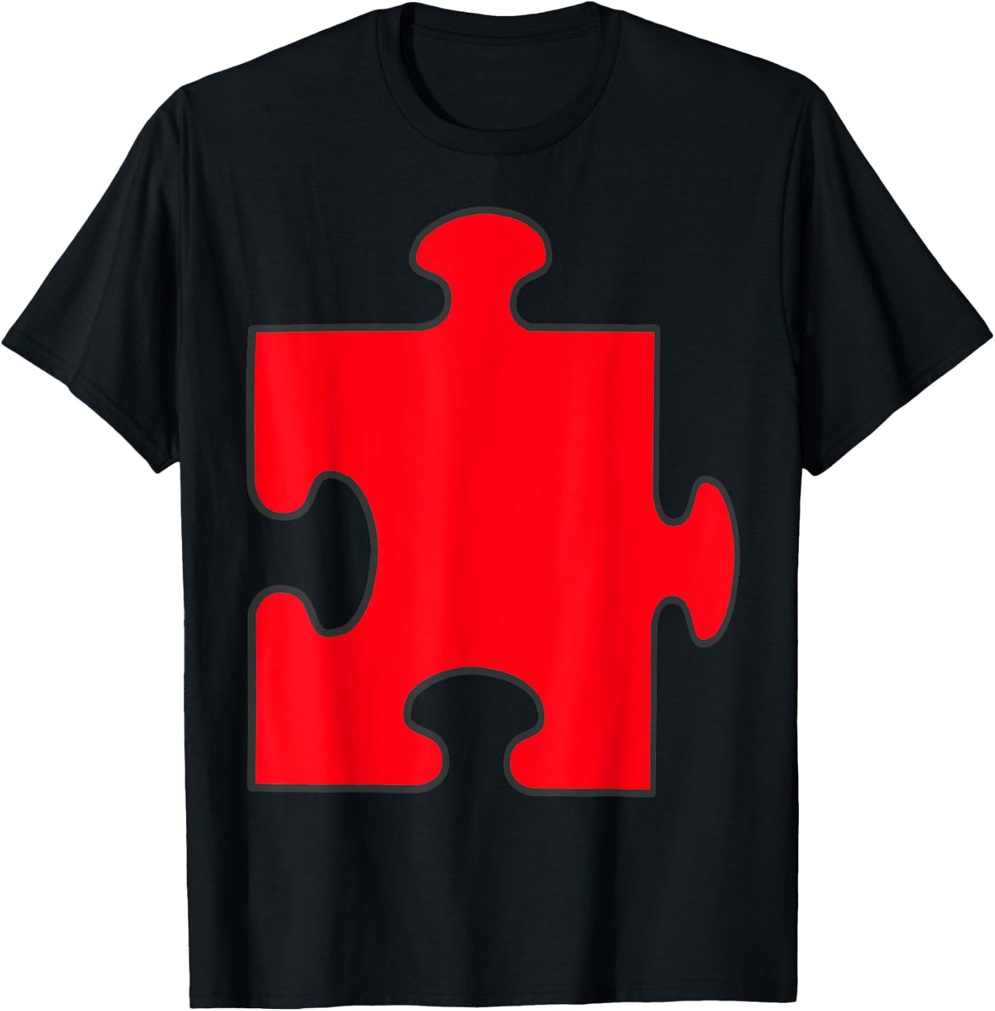 Halloween Group Couple Costumes - Red Puzzle Piece Costume T-Shirt - T-Shirt | Black