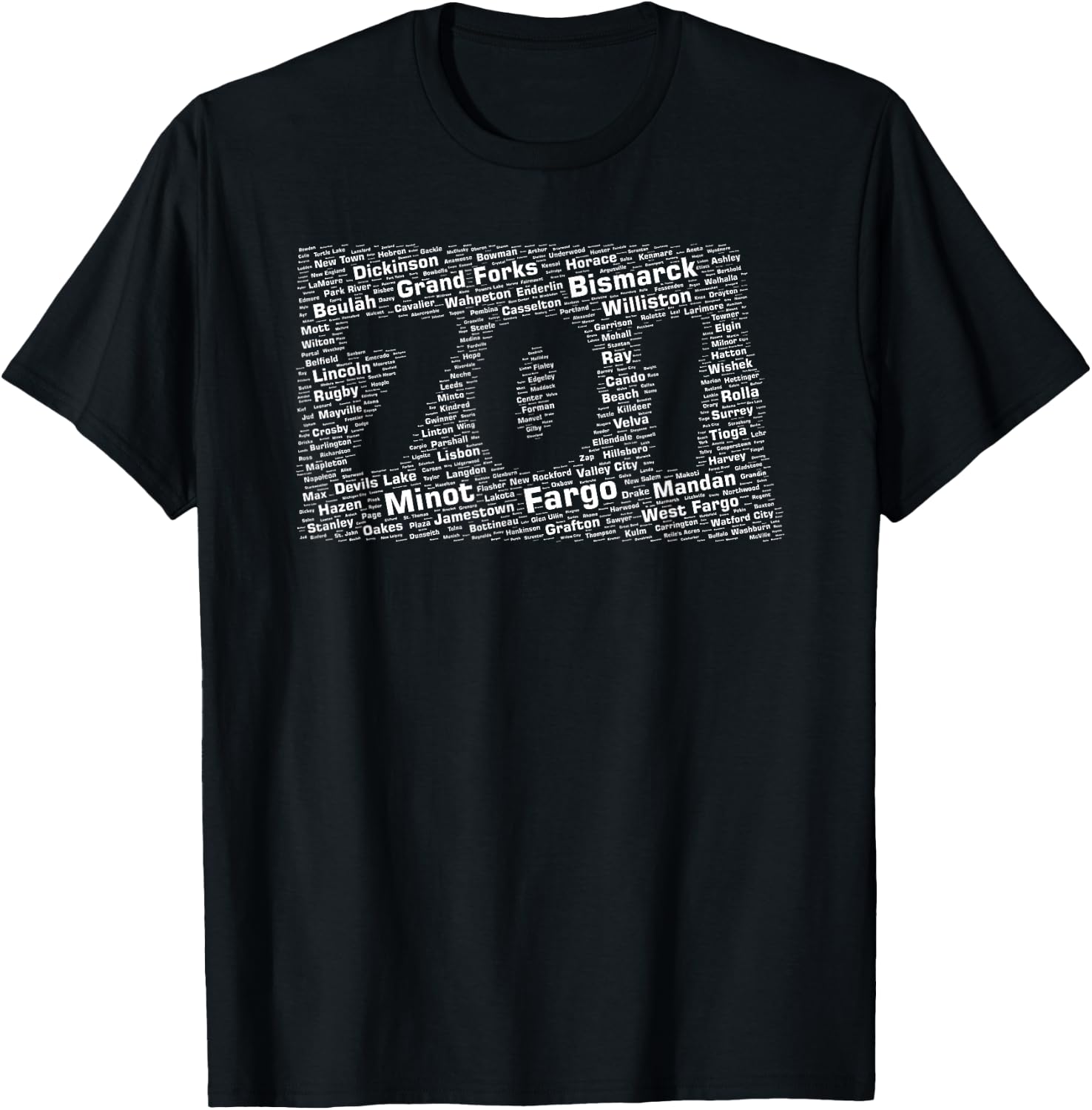North Dakota State: 701 Area Code T-Shirt - T-Shirt | Black