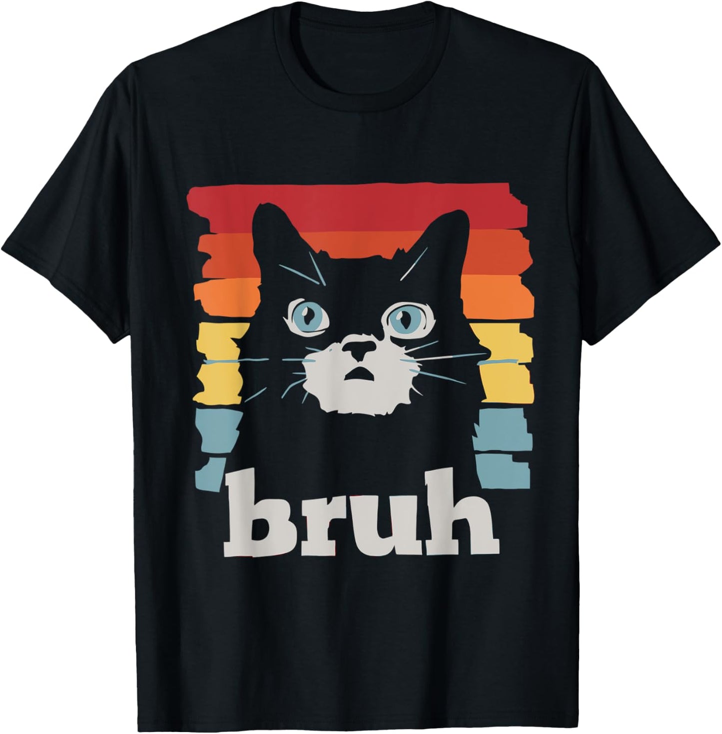 Bruh Cat Meme Funny Cat T-Shirt - T-Shirt | Black