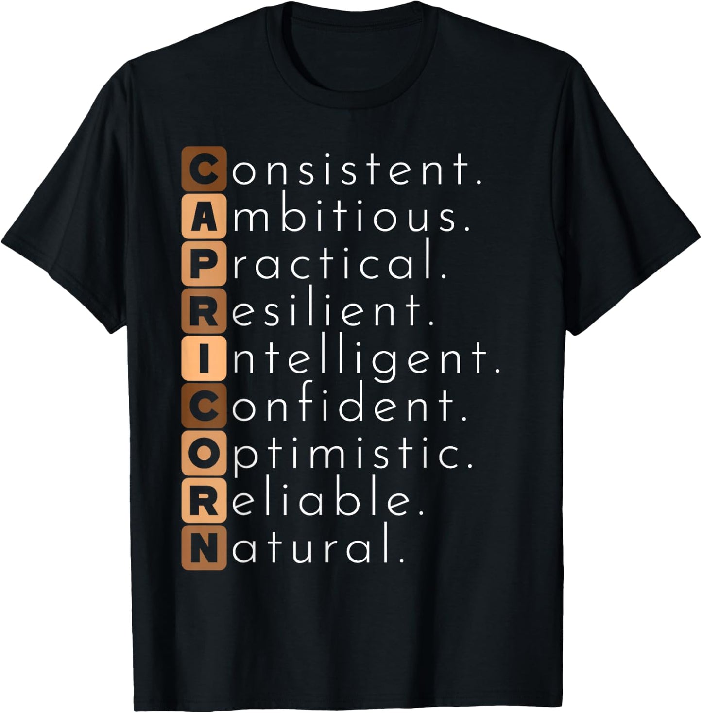 Capricorn Zodiac Sign Men Women Kids Horoscope Birthday T-Shirt - T-Shirt | Black