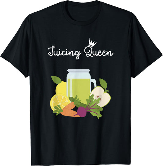 Juicing Queen Green Juice Vegetarian Vegan Gift T Shirt T-Shirt - T-Shirt | Black
