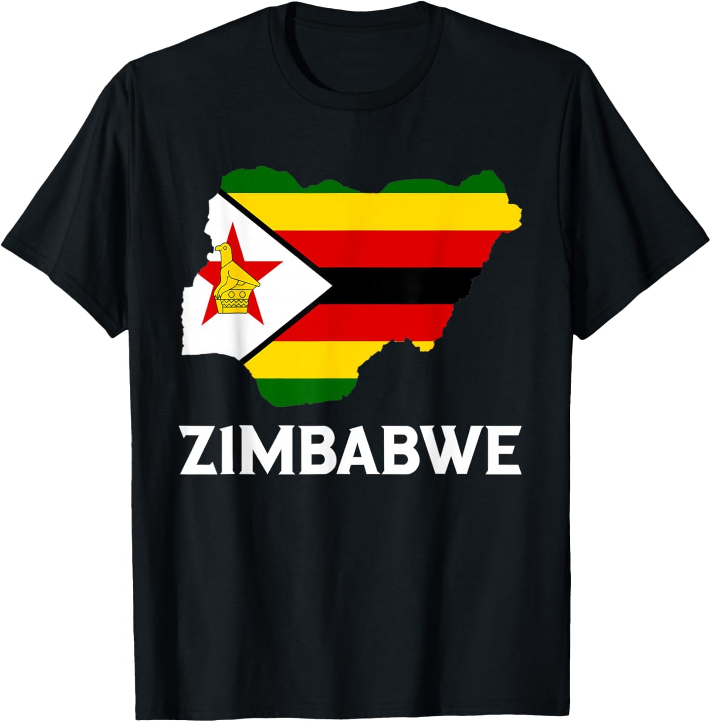 Zimbabwean Pride Map Zimbabwean Roots Zimbabwe Flag T-Shirt - T-Shirt | Black