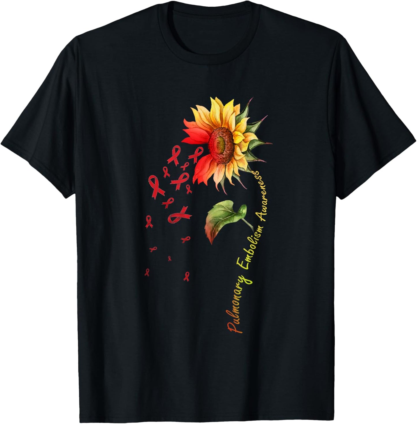 Pulmonary Embolism Awareness Sunflower Shirt T-Shirt - T-Shirt | Black