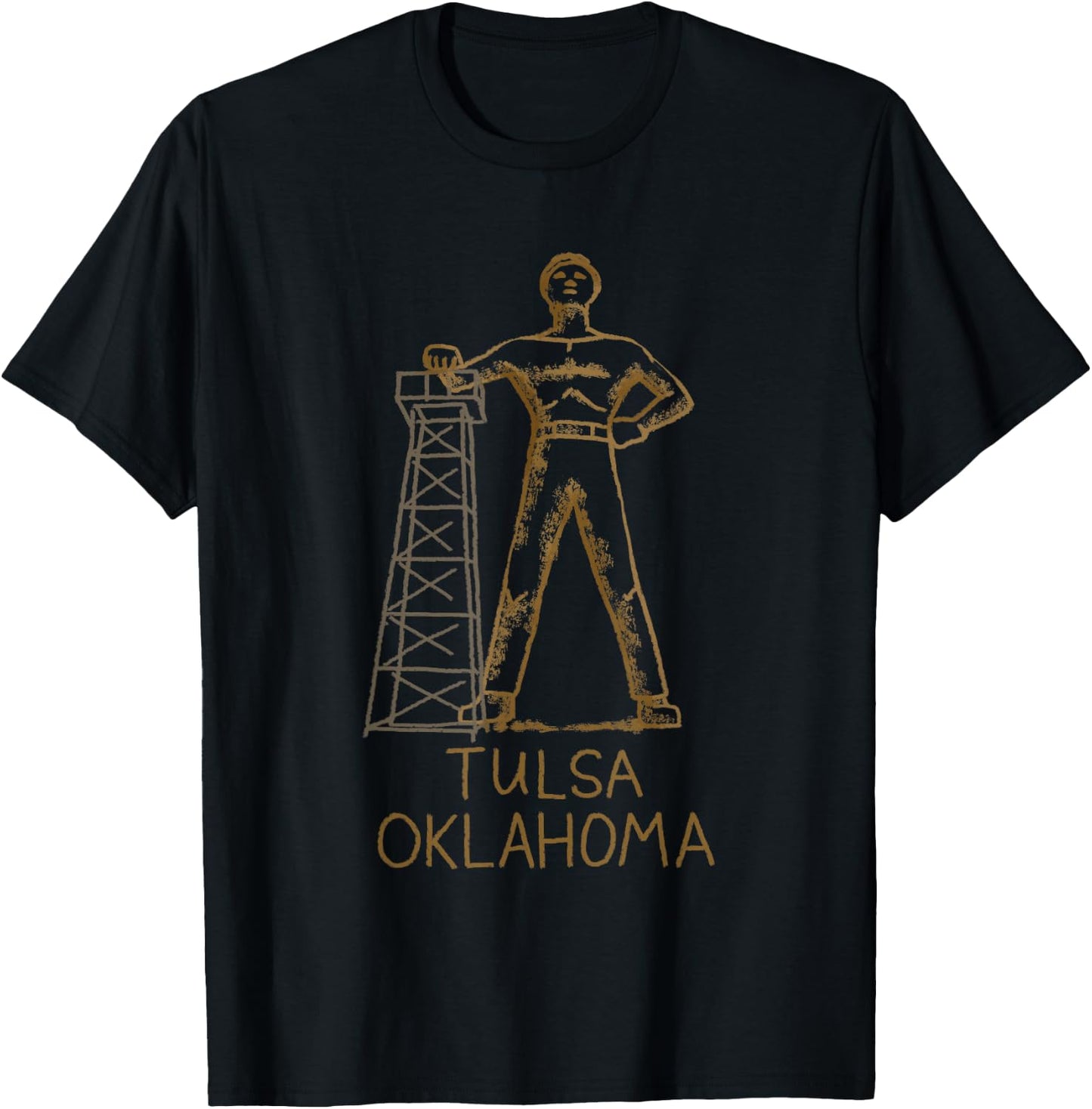Tulsa Golden Driller Oklahoma T shirt T-Shirt - T-Shirt | Black