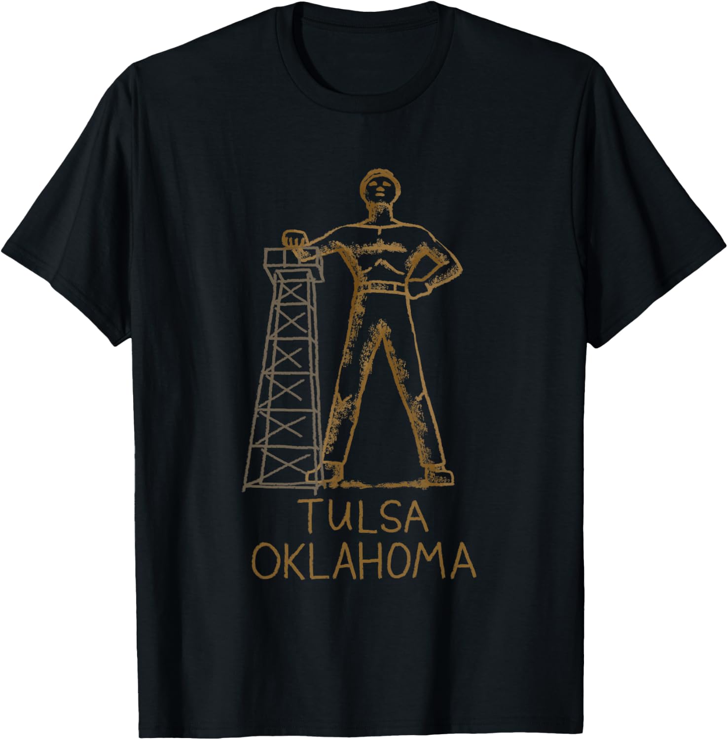 Tulsa Golden Driller Oklahoma T shirt T-Shirt - T-Shirt | Black