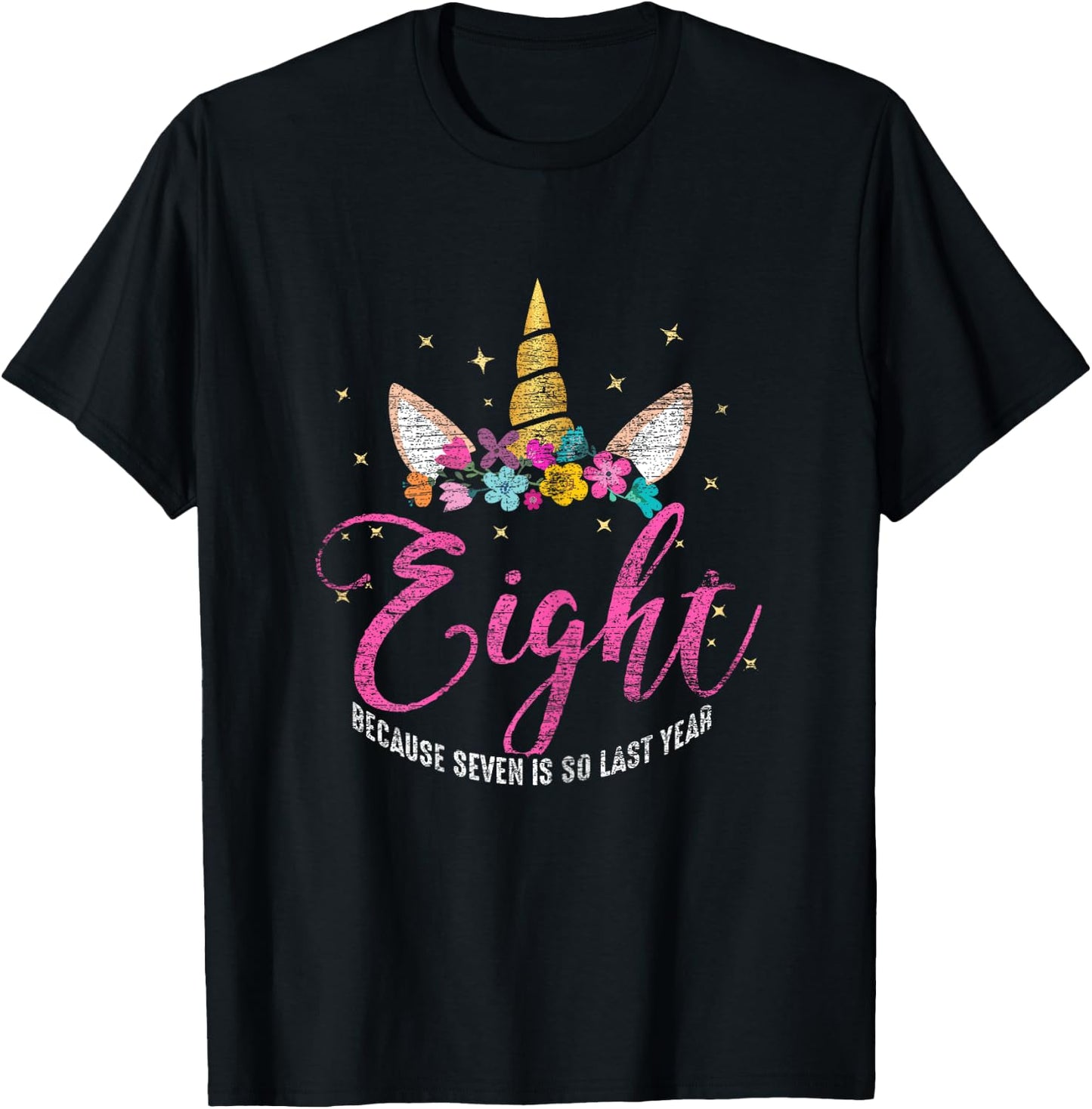 8 Years Old Birthday Girl Gifts Unicorn 8th Birthday T-Shirt - T-Shirt | Black