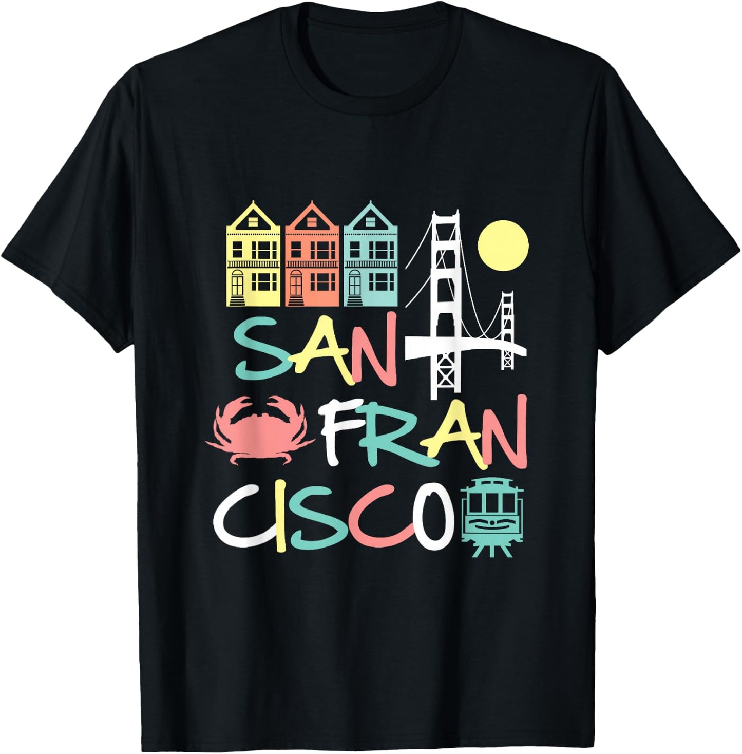 San Francisco Bridge SF Icons Vintage Graphic Dark T-Shirt - T-Shirt | Black