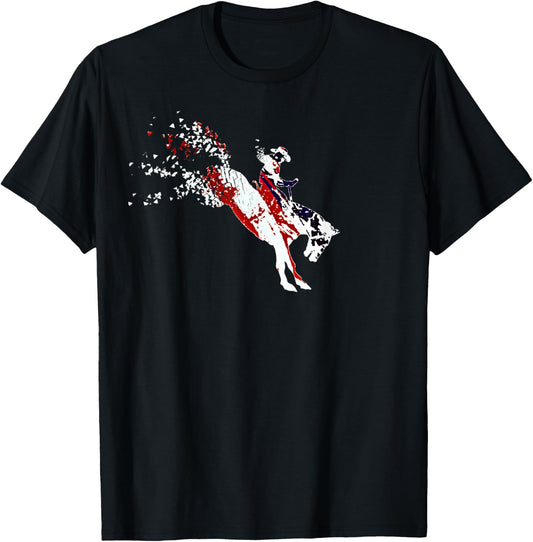 Bronc Riding Rodeo American Pride Bronc Rider Shirts T-Shirt - T-Shirt | Black