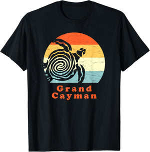 Vintage Retro Grand Cayman Tribal Turtle Sun Vacation Gift T-Shirt - T-Shirt | Black