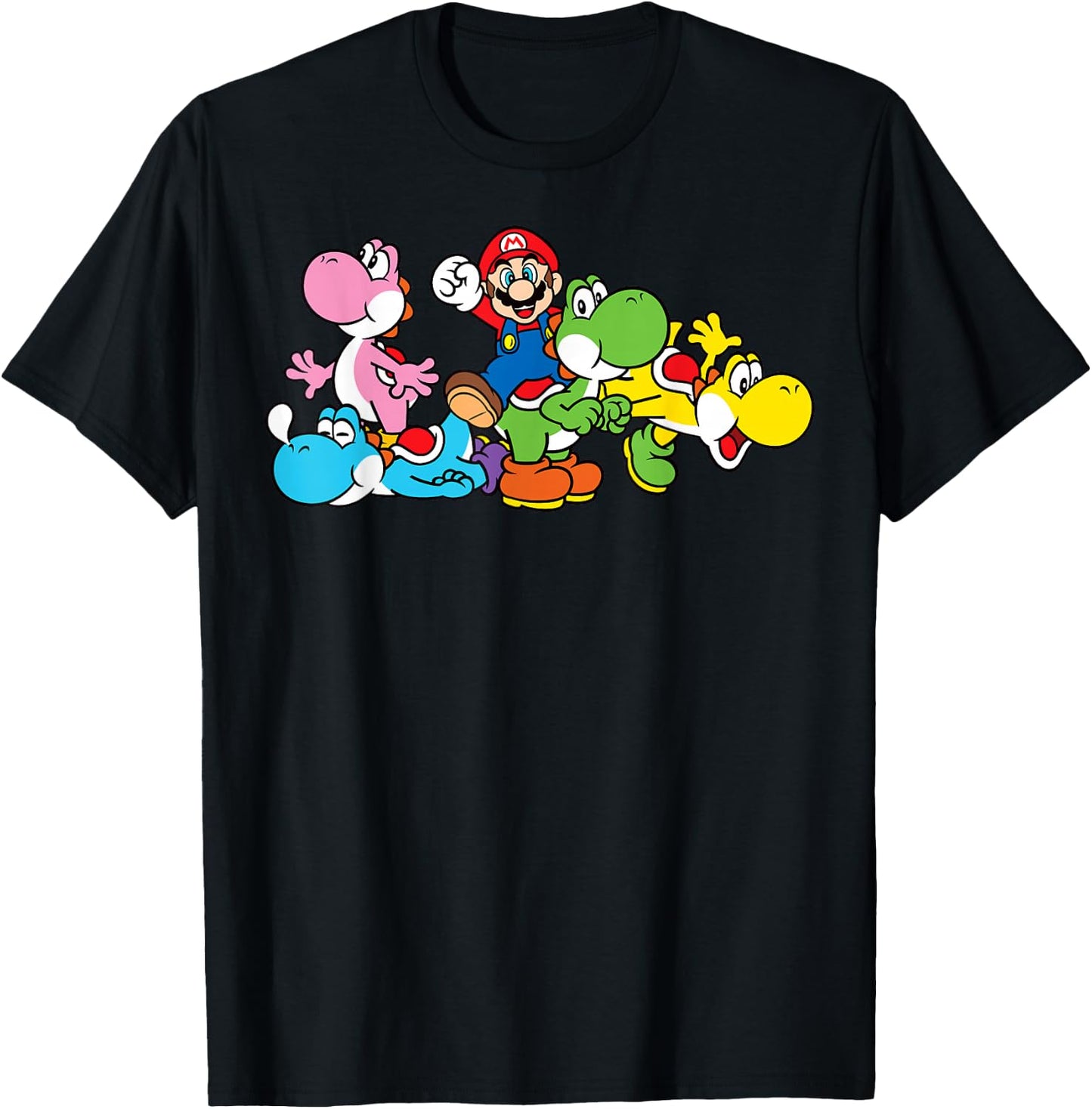 Super Mario Yoshi Ride Group Mashup T-Shirt - T-Shirt | Black