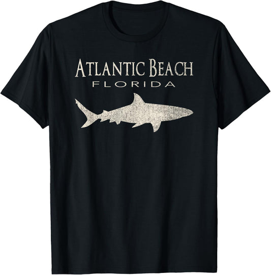 Retro Atlantic Beach FL Shark T-Shirt - T-Shirt | Black
