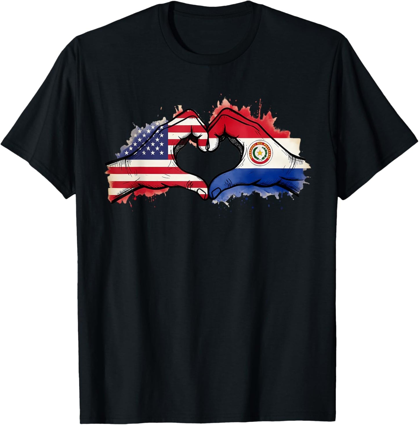 Paraguay Flag Half Paraguayan Half America T-Shirt - T-Shirt | Black