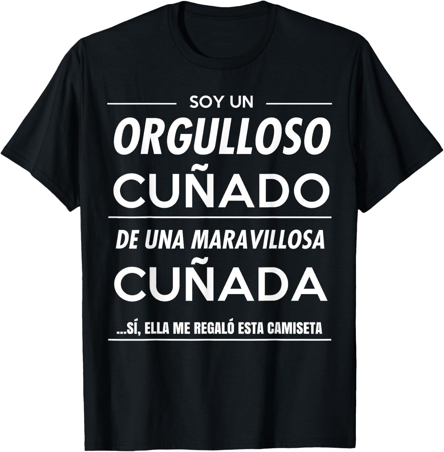 Camisetas de Regalo Brother in Law o Sister in Law Men's Classic Fit Black Letter Print T-Shirt - T-Shirt | Black