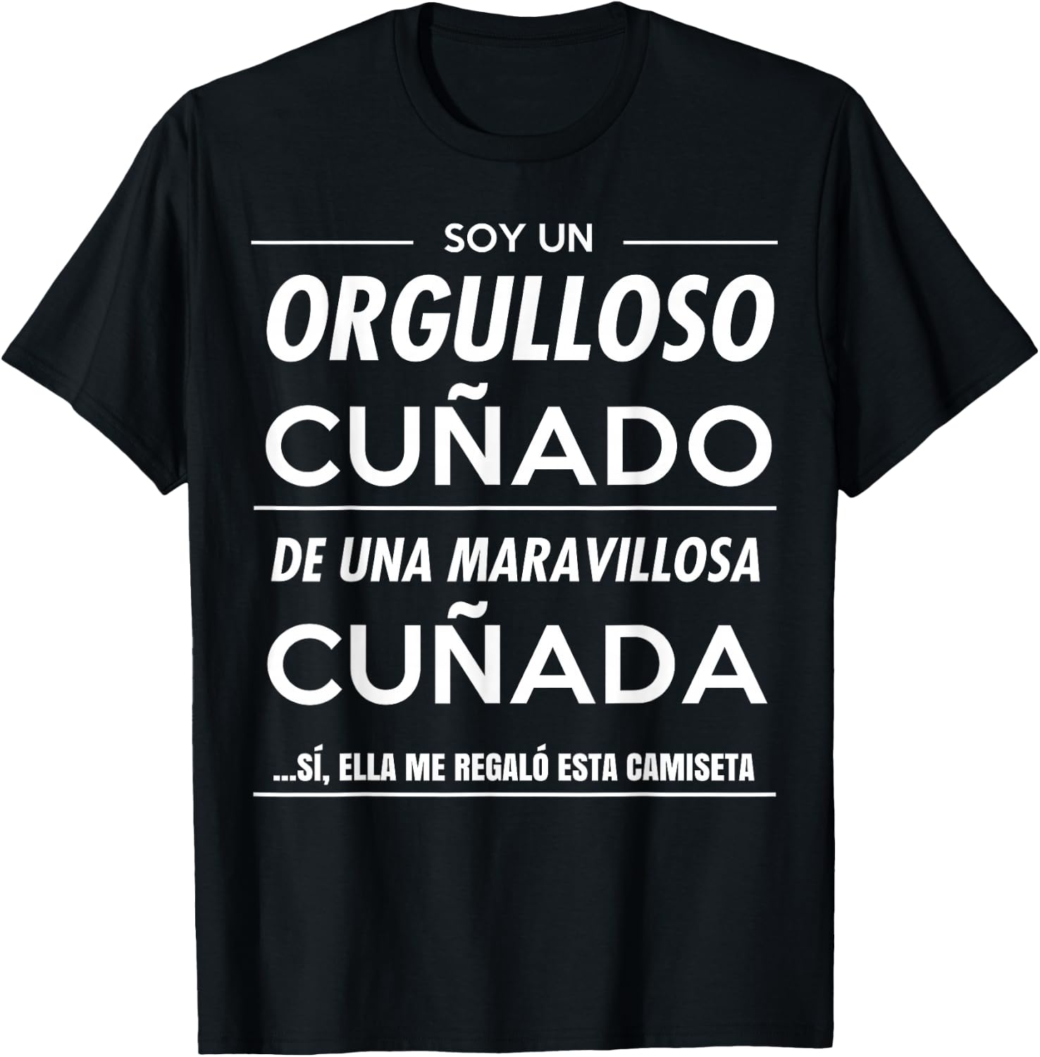 Camisetas de Regalo Brother in Law o Sister in Law Men's Classic Fit Black Letter Print T-Shirt - T-Shirt | Black