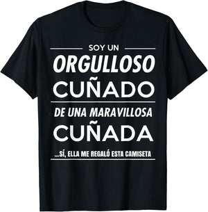 Camisetas de Regalo Brother in Law o Sister in Law Men's Classic Fit Black Letter Print T-Shirt - T-Shirt | Black
