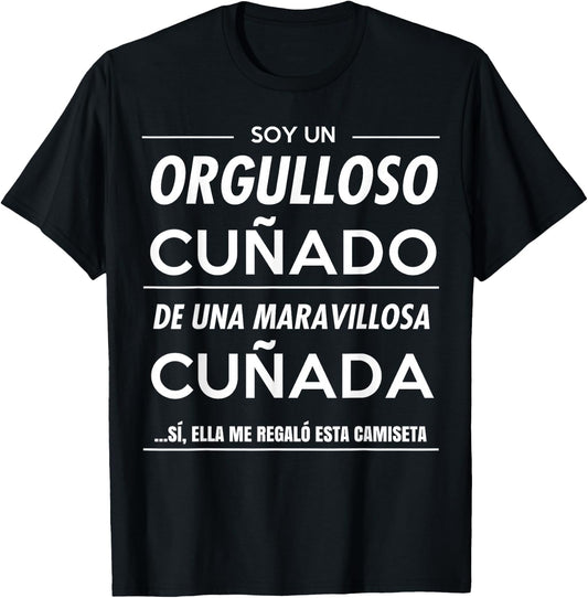 Camisetas de Regalo Brother in Law o Sister in Law Men's Classic Fit Black Letter Print T-Shirt - T-Shirt | Black