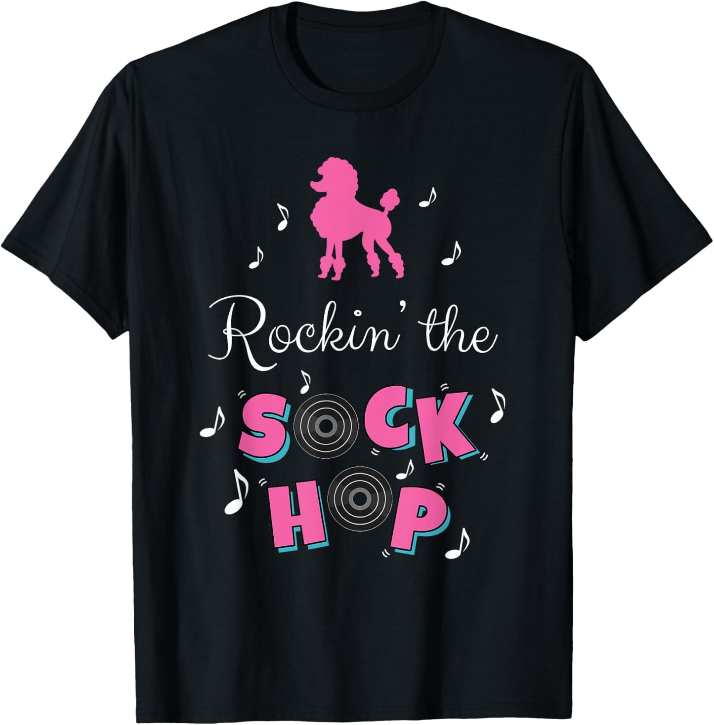 Sock Hop Costume Girls Women Pink Poodle T-Shirt - T-Shirt | Black