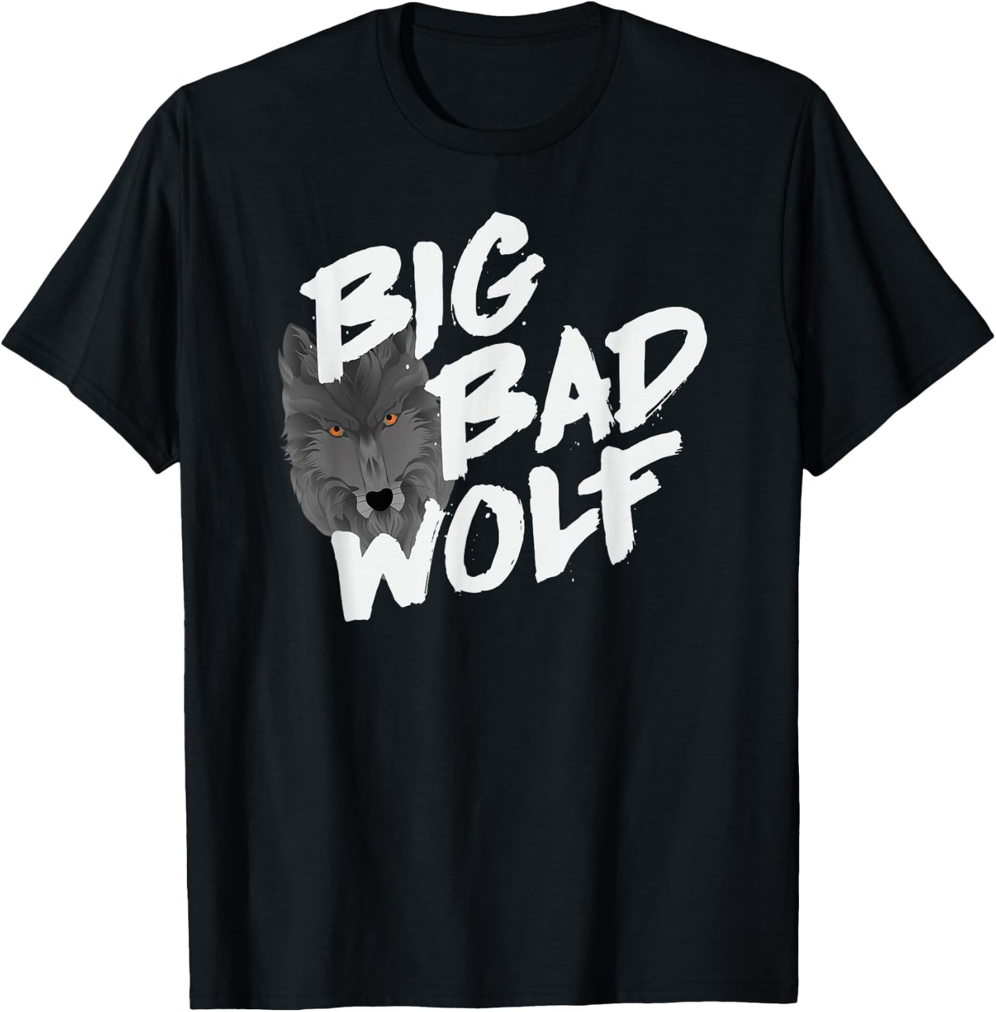 Big Bad Wolf Wolf Face Funny Wolf T-Shirt - T-Shirt | Black