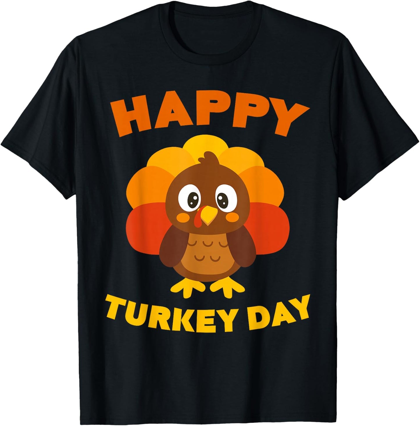 Happy Turkey Day Shirt Men Women Kids Family Thanksgiving T-Shirt - T-Shirt | Black