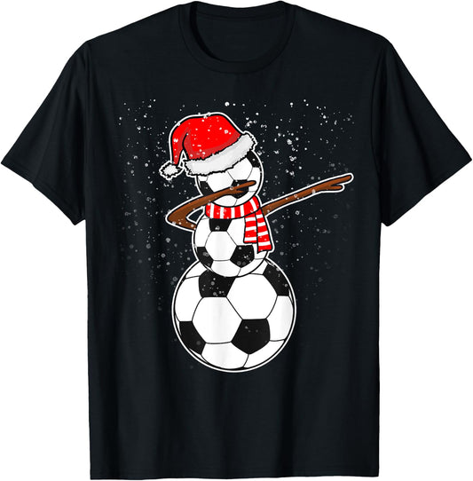 Dabbing Snowman Soccer Shirt T-Shirt - T-Shirt | Black