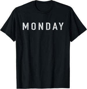 Days of the WEEK series 'MONDAY' distressed T-Shirt - T-Shirt | Black