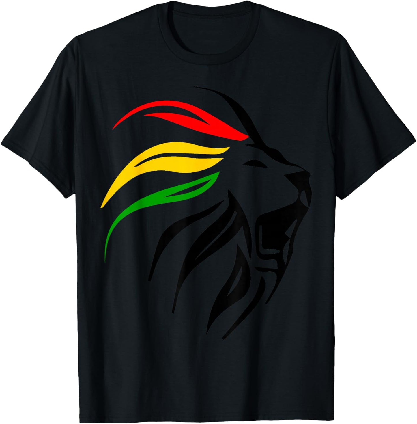 Rasta Lion & Rastafari Colours for Reggae & Jamaica Lovers T-Shirt - T-Shirt | Black