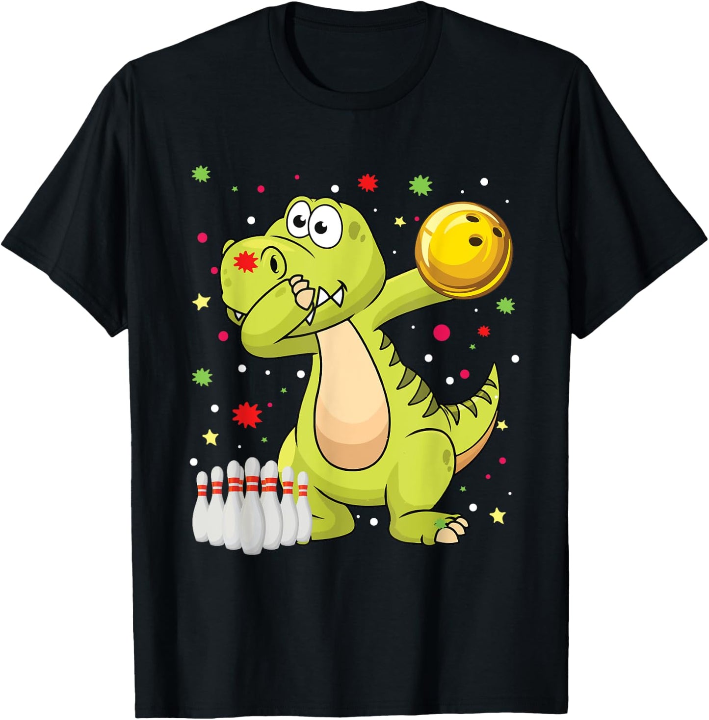 Dabbing Dinosaur Bowling Shirts Funny Bowling Boy Girl T-Shirt - T-Shirt | Black