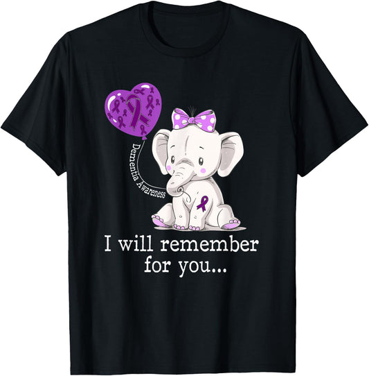 Dementia Awareness Elephant T-Shirt - T-Shirt | Black