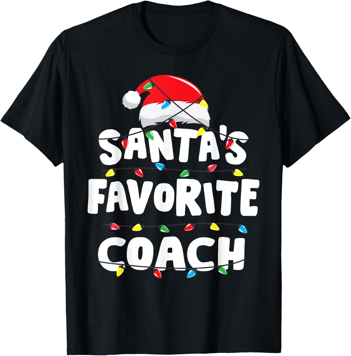 Coach Christmas Santa's Favorite Funny Gift Xmas T-Shirt - T-Shirt | Black