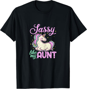 Sassy Like My Aunt Funny Unicorn Niece T-Shirt - T-Shirt | Black