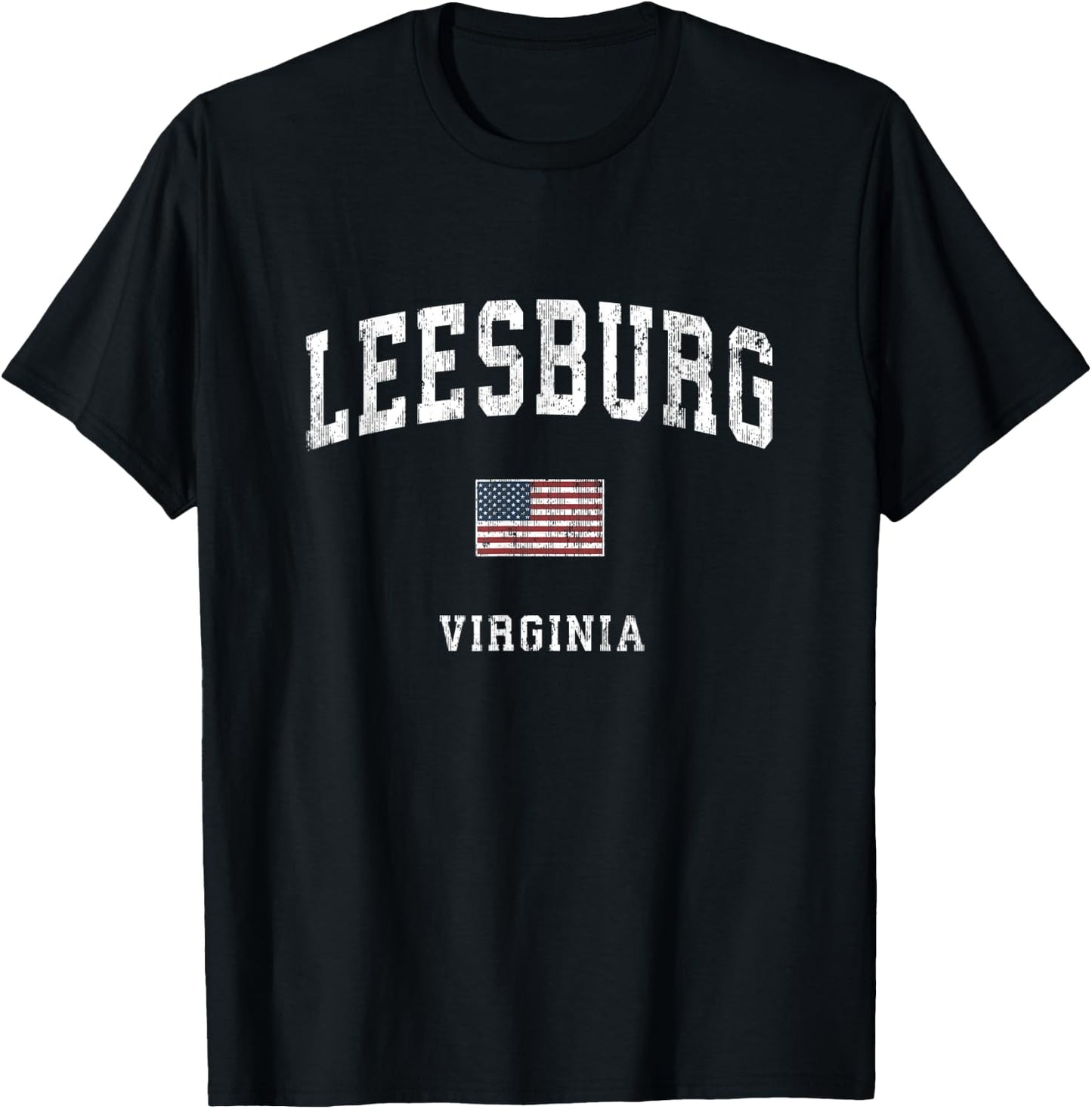 Leesburg Virginia VA Vintage American Flag Sports Design Kids Men T-Shirt - T-Shirt | Black