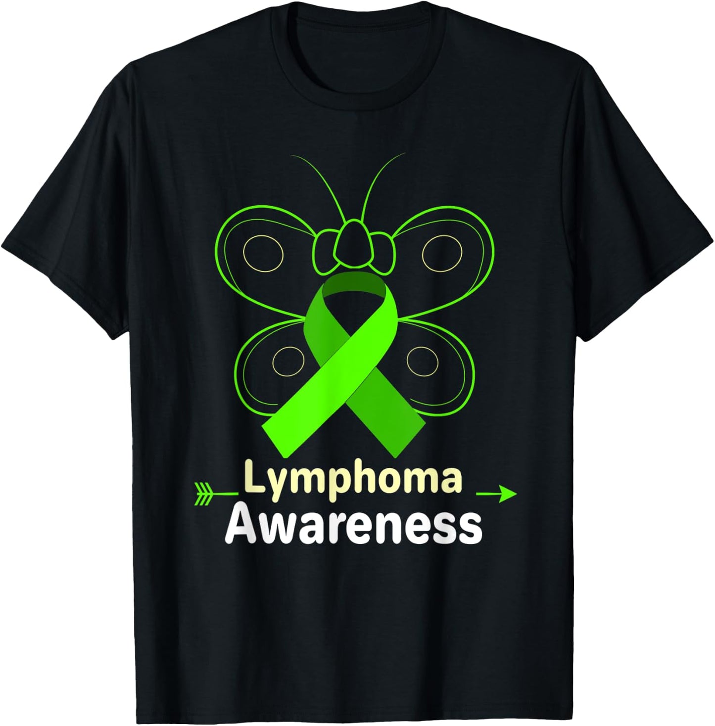 Butterfly Products Lymphoma Ribbon Lymphoma Awareness T-Shirt - T-Shirt | Black