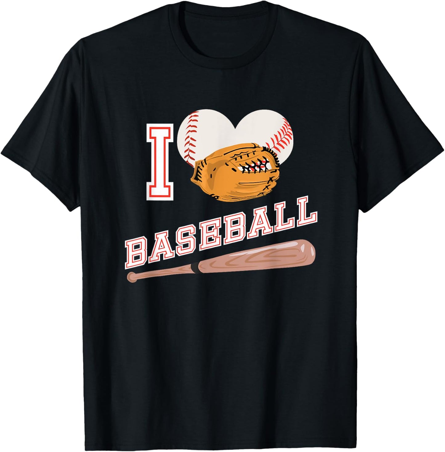 Baseball Sports Shirt I Love Baseball T-Shirt - T-Shirt | Black