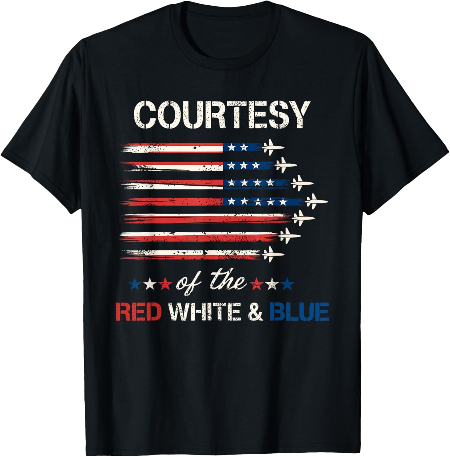 Courtesy Of The Red White And Blue Vintage America US Flag T-Shirt - T-Shirt | Black