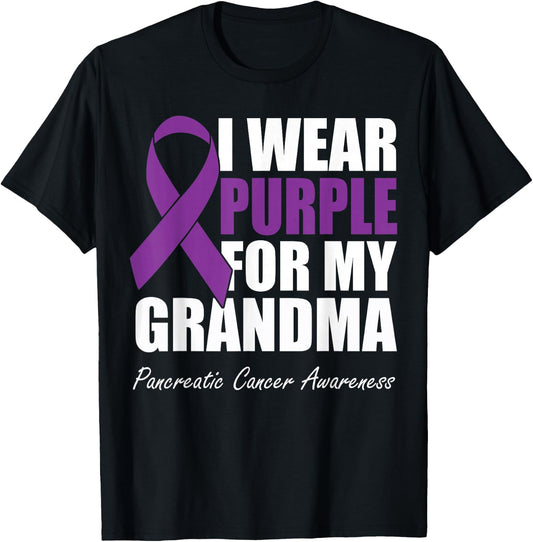 I Wear Purple For My Grandma Pancreatic Cancer Awareness T-Shirt - T-Shirt | Black