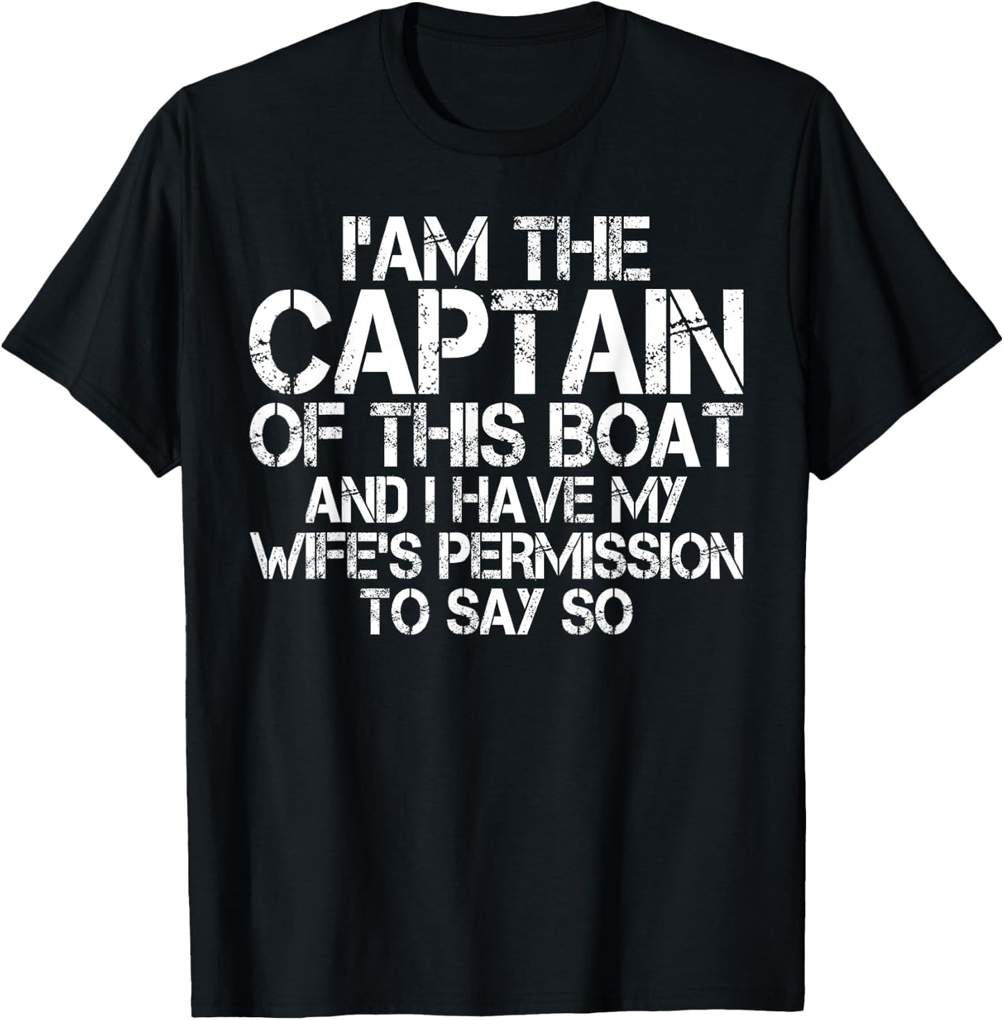 Funny Boat Captain Shirt Wife Permission Sea Husband T-Shirt - T-Shirt | Black