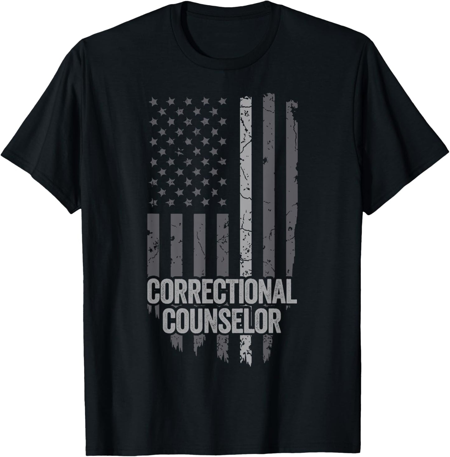 American Flag Thin Line Corrections Correctional Counselor Women Men T-Shirt - T-Shirt | Black