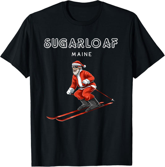 Santa Claus - Sugarloaf Maine USA Ski Resort Retro Gift T-Shirt - T-Shirt | Black