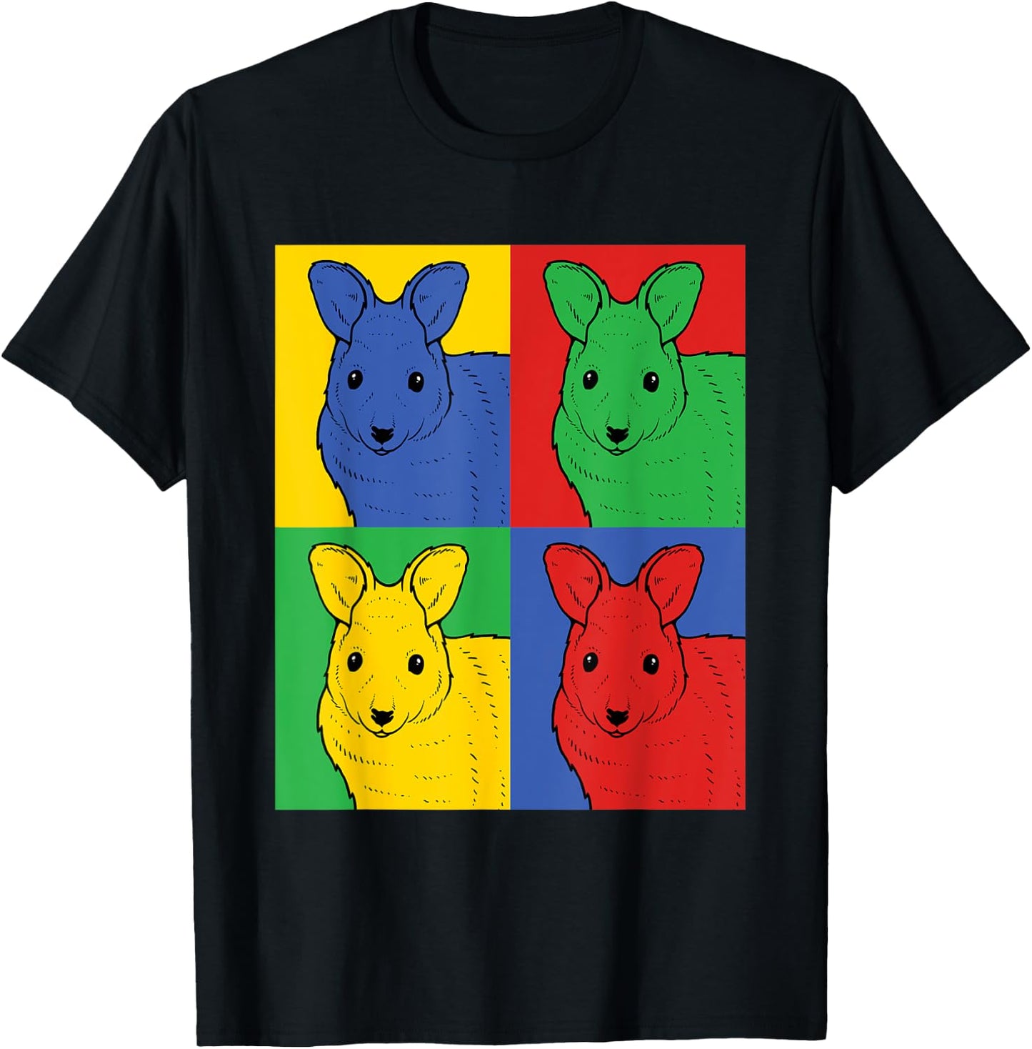 Wallaby Pop Art - Retro Macropod T-Shirt - T-Shirt | Black