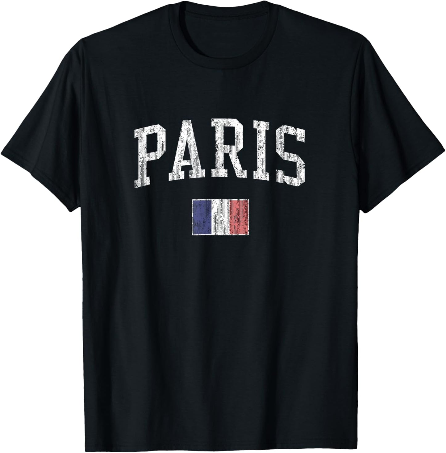 Paris France Vintage Sports Design French Flag T-Shirt - T-Shirt | Black