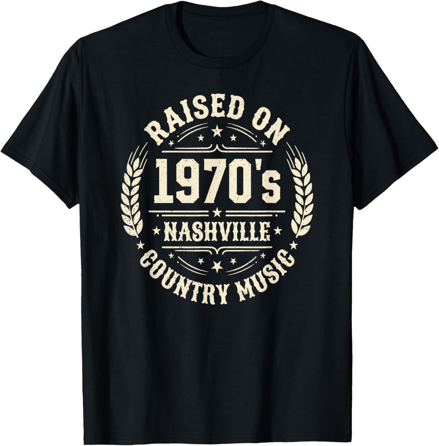 Raised On 1970s Nashville Country Music - Vintage Western T-Shirt - T-Shirt | Black
