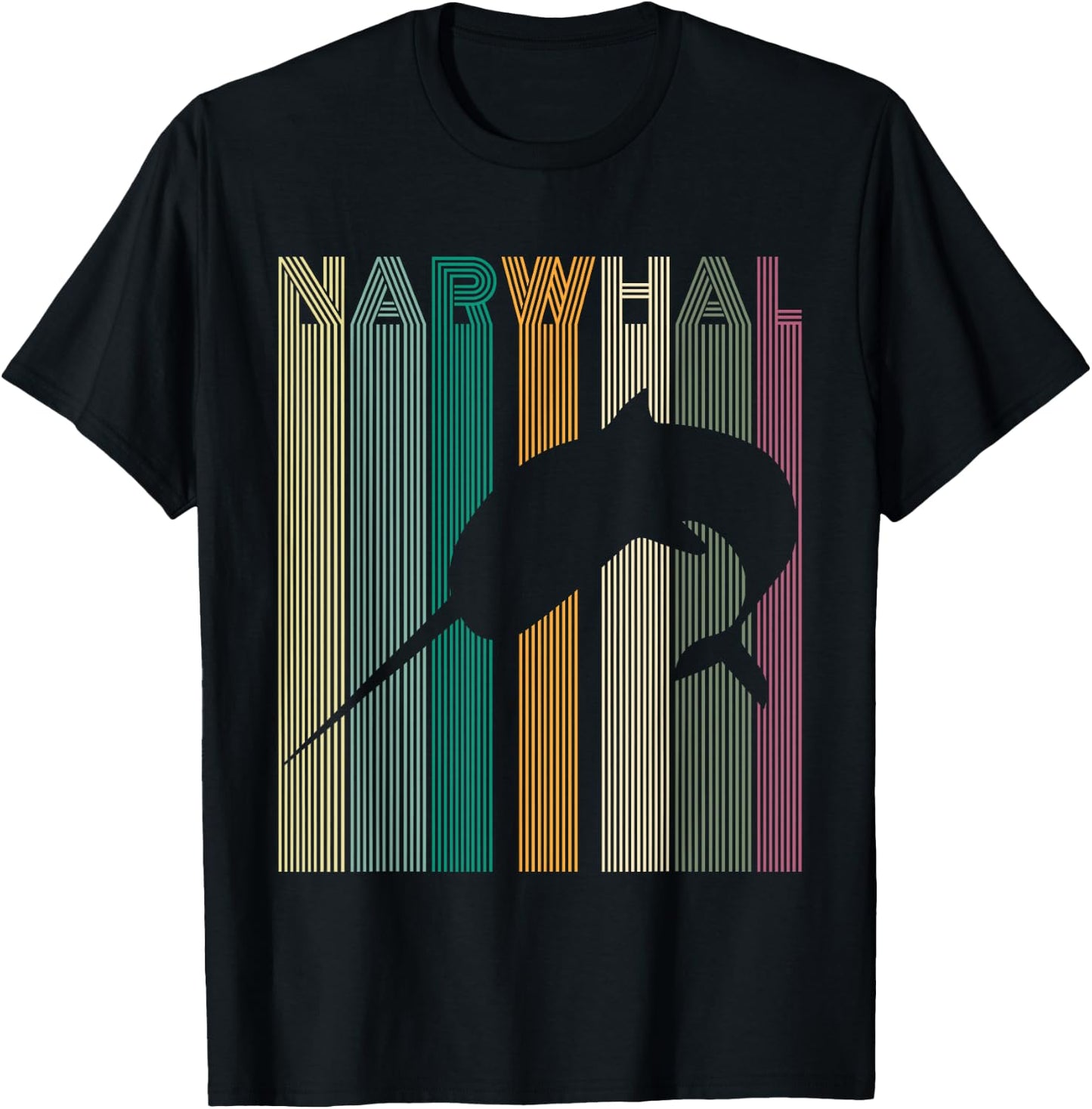 Kids Narwhal Retro Narwhal Shirt Women Men Boys T-Shirt - T-Shirt | Black