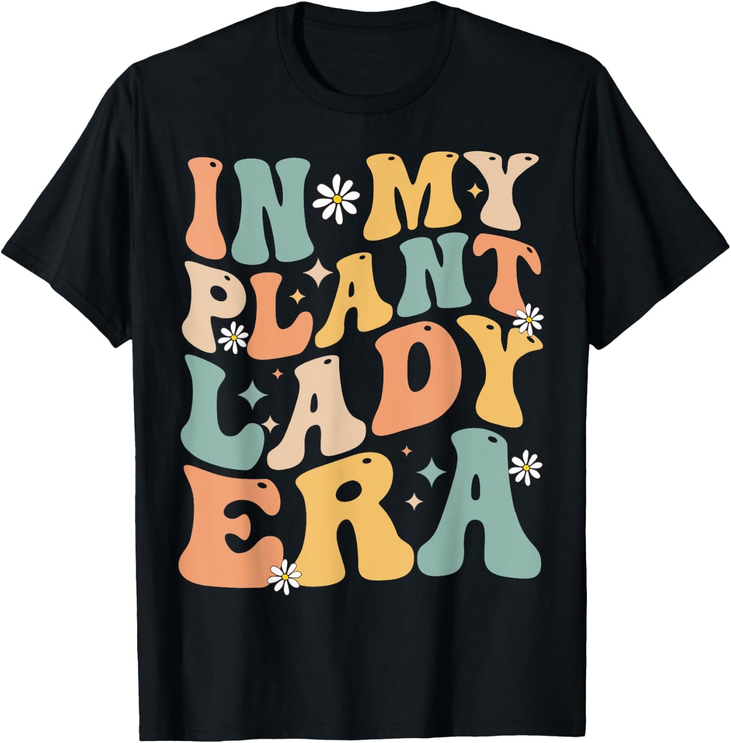 Retro In My Plant Lady Era Xmas Gardening Plant Mom Groovy T-Shirt - T-Shirt | Black