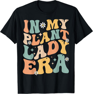 Retro In My Plant Lady Era Xmas Gardening Plant Mom Groovy T-Shirt - T-Shirt | Black