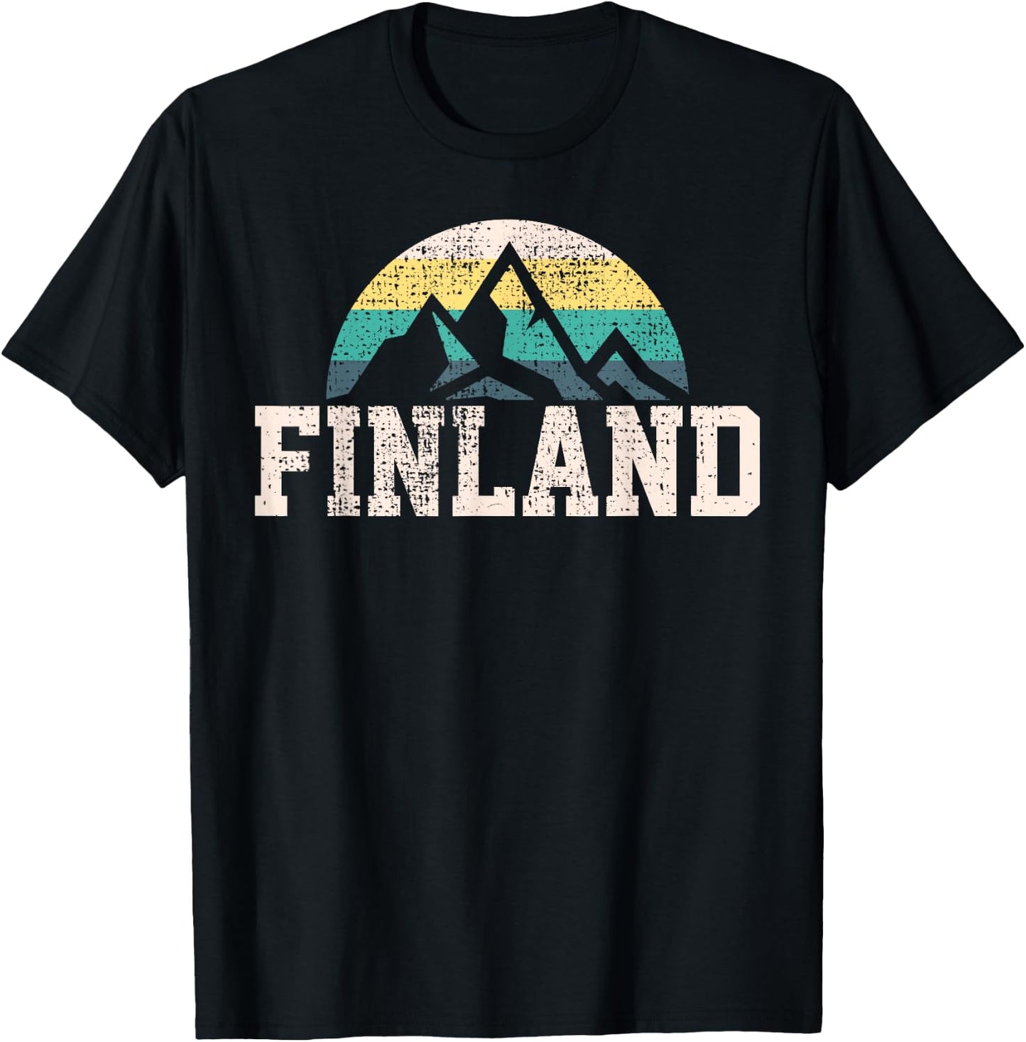 Finland Finnish Country Mountain Vintage T-Shirt - T-Shirt | Black