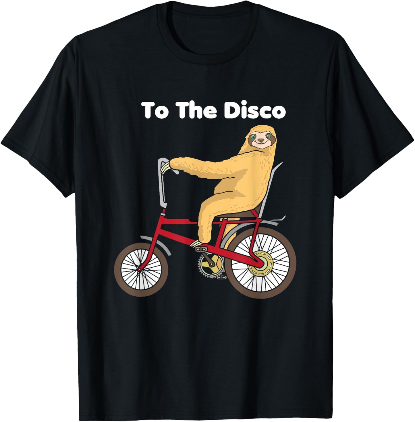 To The Disco Shirt - Sloth Riding Vintage Retro Bike T-Shirt - T-Shirt | Black