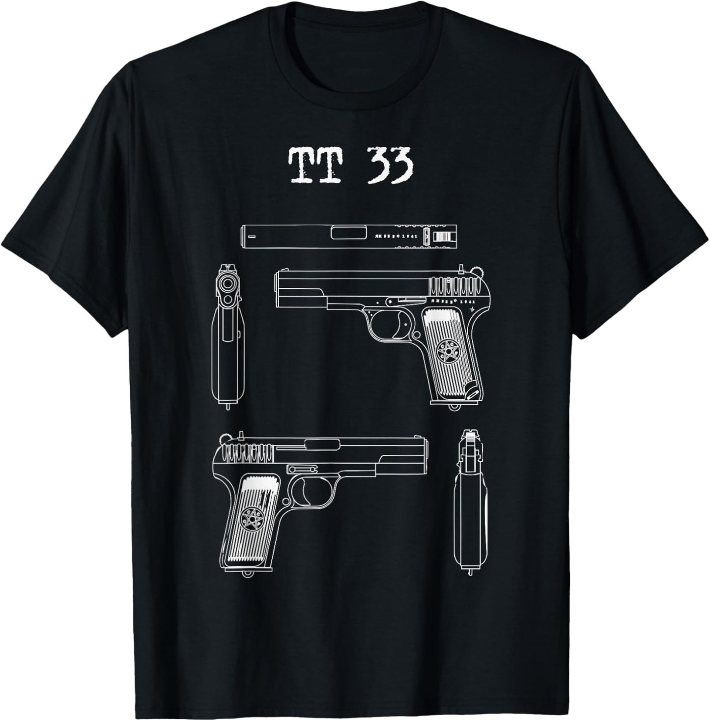 TT33 Tokarev blueprints, range T-Shirt - T-Shirt | Black